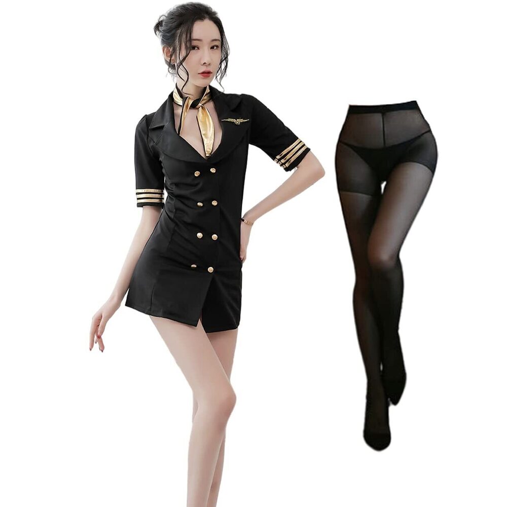 9240 Sexy Aviation Uniform Bag Hip Short Skirts Flight Attendant Costume